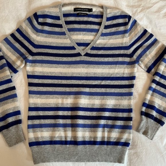 100% Ultra Soft Cashmere Striped Sweater::Galeries Lafayette - Picture 3 of 5